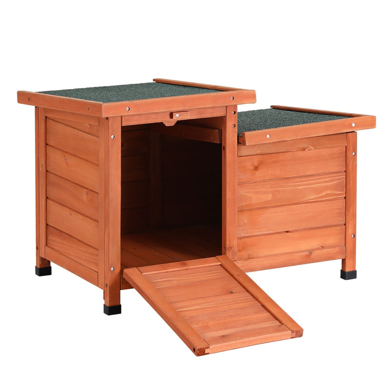 i.Pet Outdoor Cat House Rabbit Hutch Wooden Shelter Indoor Cat House Outdoor Condo Small Enclosure