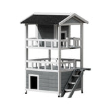 i.Pet Outdoor Cat House Shelter 72cm x 72cm x 127cm Rabbit Hutch Wooden Condo Small Outdoor Cat House