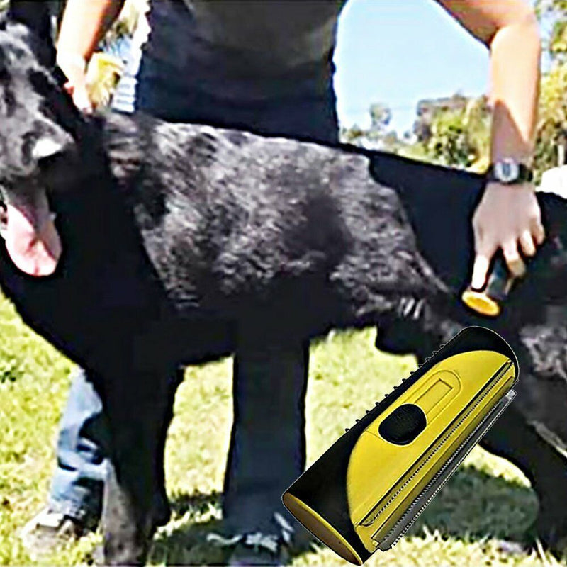 Pet Dog Cat Hair Fur Deshedding Shedding Trimmer Grooming Roll Comb Brush yellow