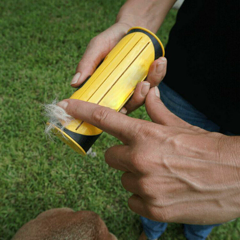 Pet Dog Cat Hair Fur Deshedding Shedding Trimmer Grooming Roll Comb Brush yellow