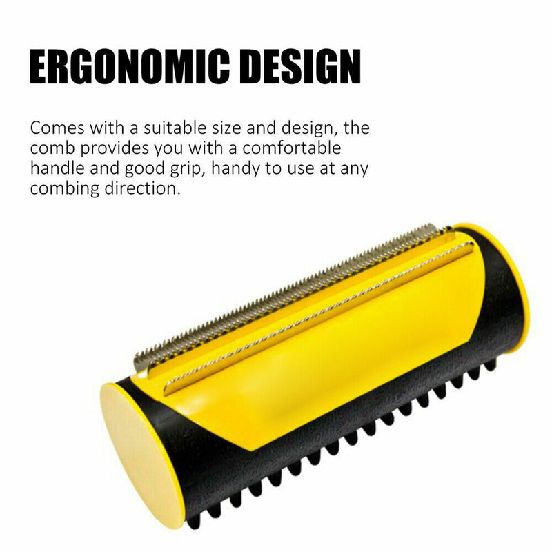 Pet Dog Cat Hair Fur Deshedding Shedding Trimmer Grooming Roll Comb Brush yellow