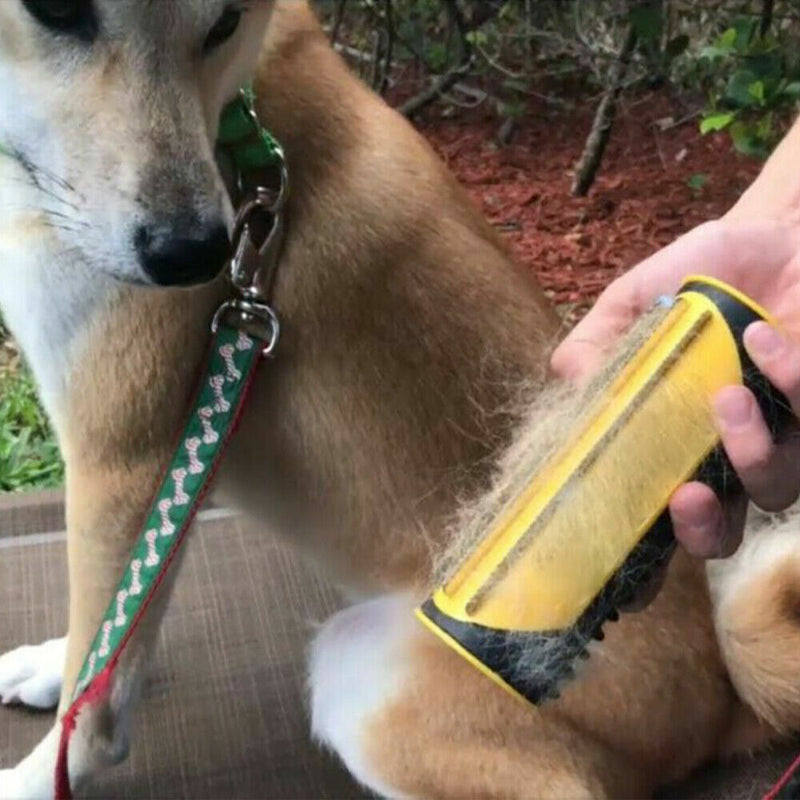 Pet Dog Cat Hair Fur Deshedding Shedding Trimmer Grooming Roll Comb Brush yellow