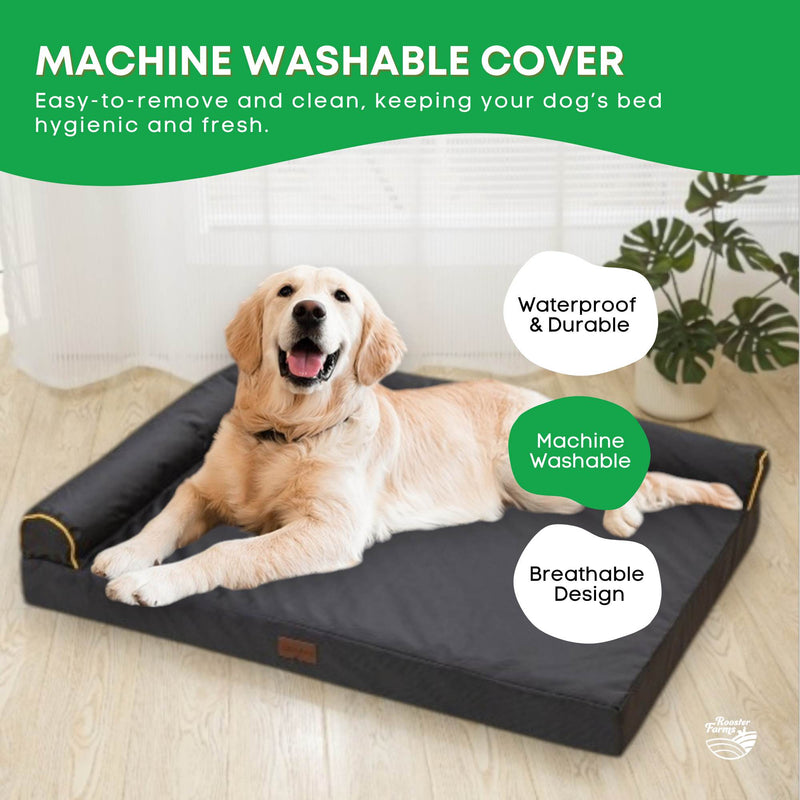Orthopaedic Dog Bed XL Grey - Memory Foam Mattress Waterproof Removable Cover