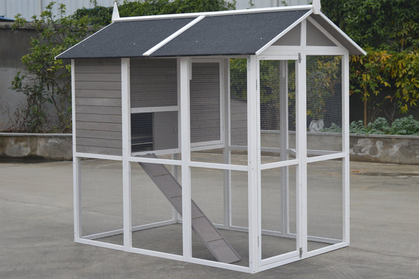YES4PETS Grey XL Chicken Coop Rabbit Guinea Pig Hutch Ferret Hen Cat Bird House
