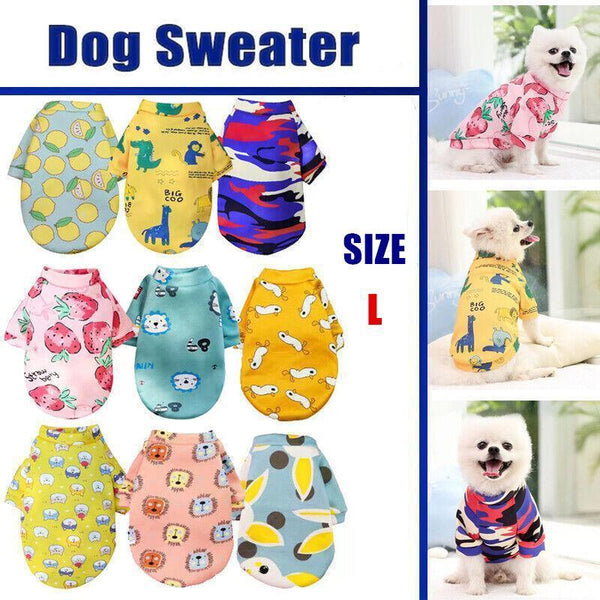 L Size Cute Pet Dog Warm Jumper Sweater Clothes Puppy Cat Knitwear Knitted Coats Winter - Pink Strawberry