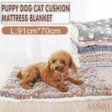 L Size Puppy Dog Cat Cushion Mattress Blanket Bed Soft Warm Pad Winter Kennel House - Brown Footprint