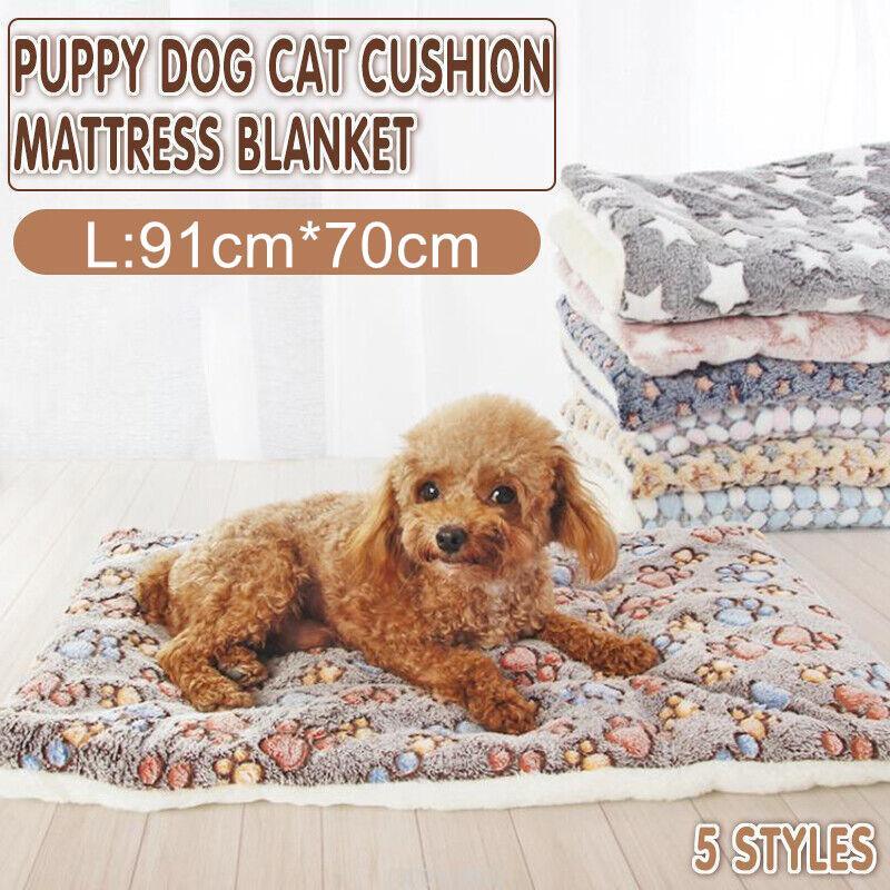 L Size Puppy Dog Cat Cushion Mattress Blanket Bed Soft Warm Pad Winter Kennel House - Brown Footprint