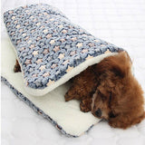 L Size Puppy Dog Cat Cushion Mattress Blanket Bed Soft Warm Pad Winter Kennel House - Brown Footprint