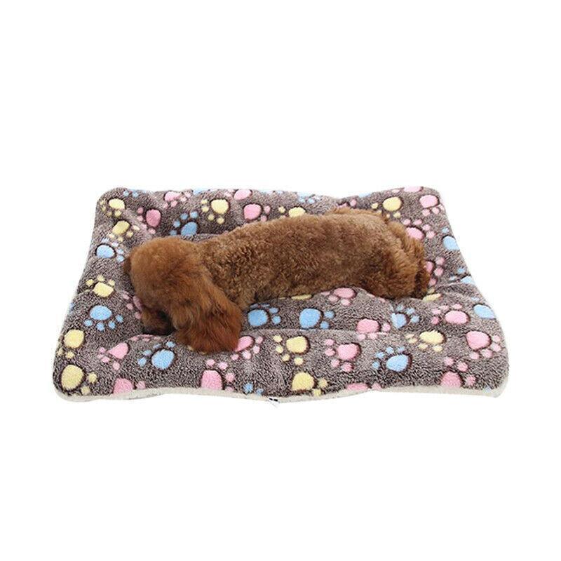 L Size Puppy Dog Cat Cushion Mattress Blanket Bed Soft Warm Pad Winter Kennel House - Blue Brownstar