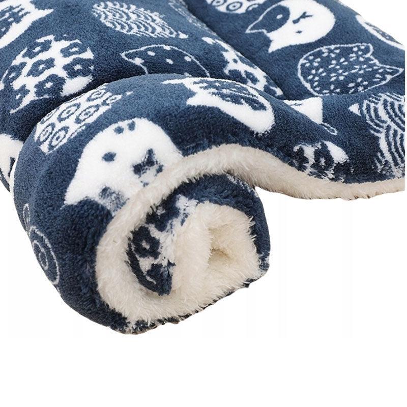 L Size Puppy Dog Cat Cushion Mattress Blanket Bed Soft Warm Pad Winter Kennel House - Blue Brownstar