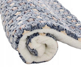 L Size Puppy Dog Cat Cushion Mattress Blanket Bed Soft Warm Pad Winter Kennel House - Blue Brownstar