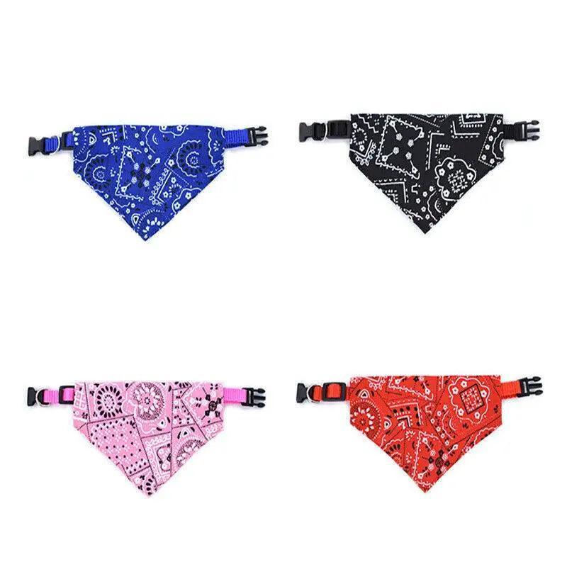 L Adjustable Pet Dog Bandana Collar Triangle Scarf For Puppy Cat Neckerchief - Black