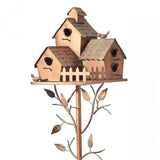 Birdhouse Garden Stakes Outdoor Yard Ornaments for Lawn and Garden Decoration - A