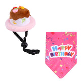 Pet Birthday Cake Hat and Triangle Towel combination Fun Party Dress Up for Pets - Blue
