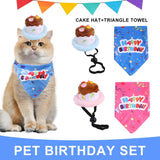 Pet Birthday Cake Hat and Triangle Towel combination Fun Party Dress Up for Pets - Pink
