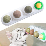 Cat Toy Catnip Ball Lick Solid Nutrition Help Digestion Wall Mount Hair Remover - Pink