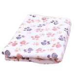 Medium Size Pet Mat Paw Print Cat Dog Puppy Fleece Soft Pet Blanket Bed Cushion - Brown