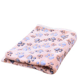 Medium Size Pet Mat Paw Print Cat Dog Puppy Fleece Soft Pet Blanket Bed Cushion - Beige