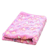 Medium Size Pet Mat Paw Print Cat Dog Puppy Fleece Soft Pet Blanket Bed Cushion - Pink