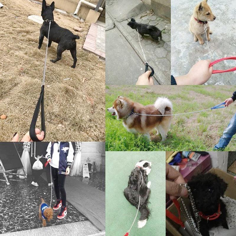 120Cm Pet Dog Puppy Padded Handle Metal Chain Dog Leash - Blue