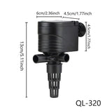 3in1 Mini Aquarium Fish Tank Filter Submersible Water Purifier Oxygen Pump - QL-350 (20W 1400L/H)