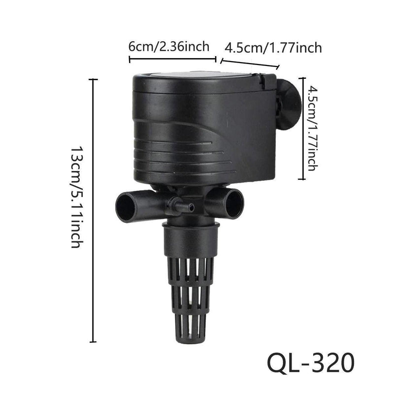 3in1 Mini Aquarium Fish Tank Filter Submersible Water Purifier Oxygen Pump - QL-500 (40W 2800L/H)