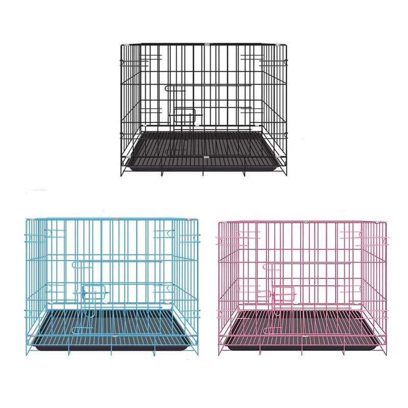 Metal Dog Crate Pet Cage with Divider for Puppies Cats Kennel Indoor Pet House - Large-Blue