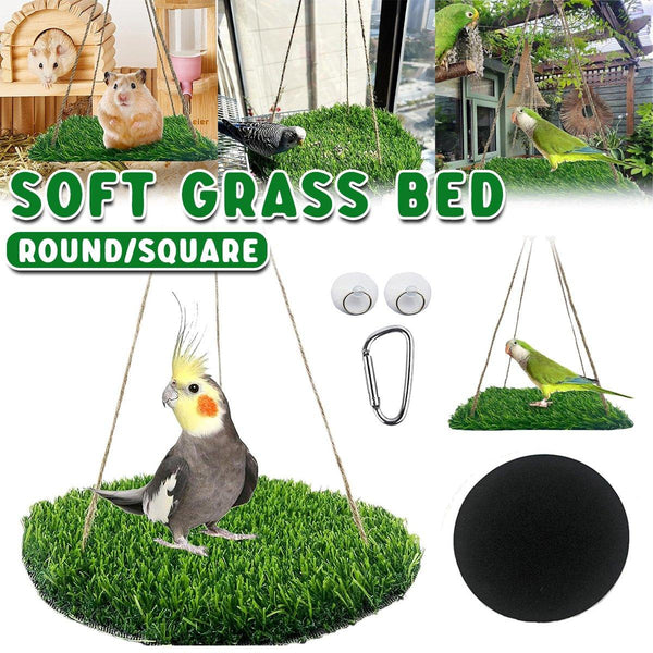 Parrot Turf Hammock Climbing Toy for Hamster Pet Bed Hanging Swing for Small Pet - Quadrate