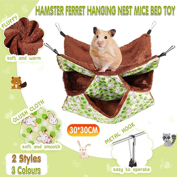 Hanging Hammock Nest Bed for Hamster Guinea Pig Ferret Rat Mice Cage Warmer Toy - Green Rabbit