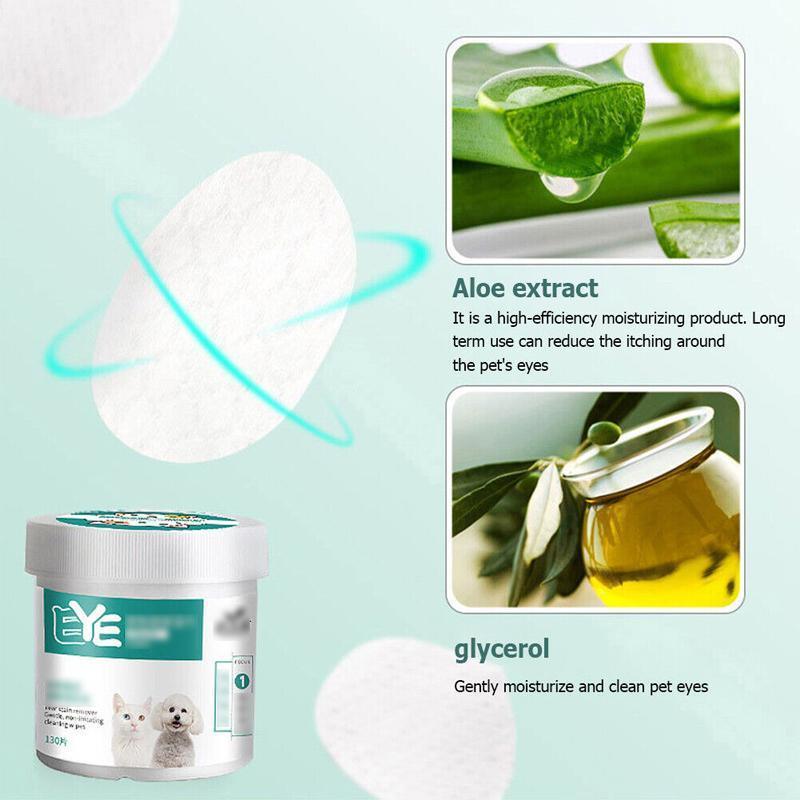 130pcs Wipes Wet Pet Eye/Ear Dog Cat Tear Stain Remover Cleaning Paper Wipes - Eye Wipes