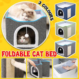 Foldable Pet Cat Calming Bed Hideaway Interactive House Nest Scratching Board - Dark Grey