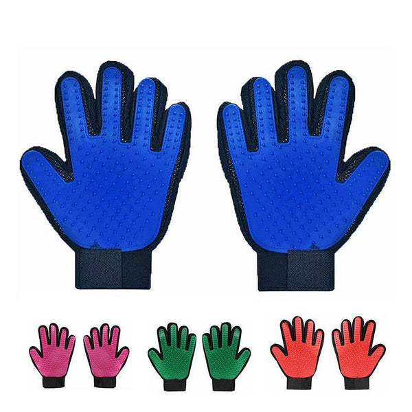 Pet Dog Cat Massage Hair Removal Grooming Comb Touch Cleaning Brush Magic Glove - Blue Left Hand