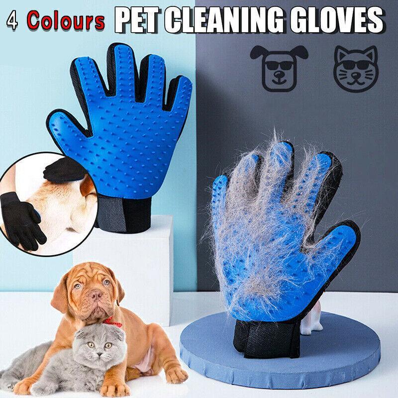 Pet Dog Cat Massage Hair Removal Grooming Comb Touch Cleaning Brush Magic Glove - Pink Right Hand