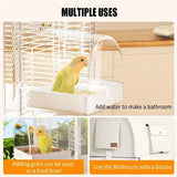 3in1 Parrot Bath Basin Bird Bathtub Cage or Accessory Pet Bird Feeder Water Bowl - Overdress