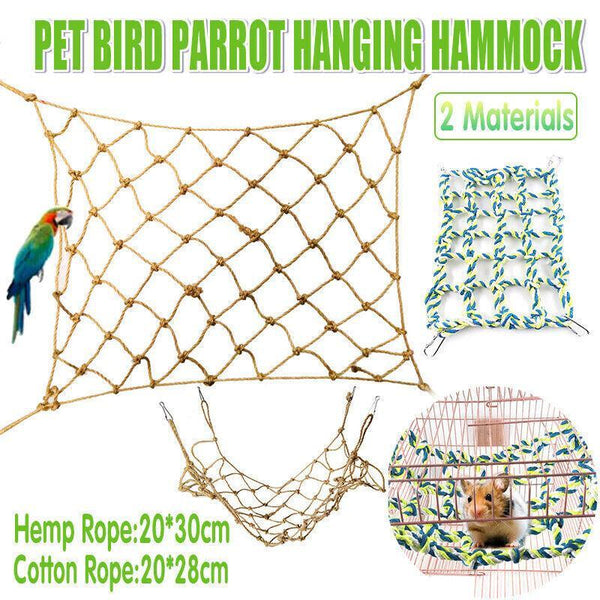 Hanging Climbing Net for Birds and Small Pets Cotton or Hemp Rope Cage Hammock - Cotton Rope