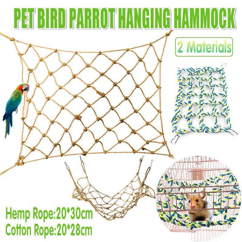 Hanging Climbing Net for Birds and Small Pets Cotton or Hemp Rope Cage Hammock - Hemp Rope