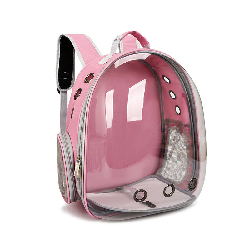 Pet Outdoor Carrier Backpack Cat Dog Puppy Travel Space Capsule Shoulder Bag - Pink