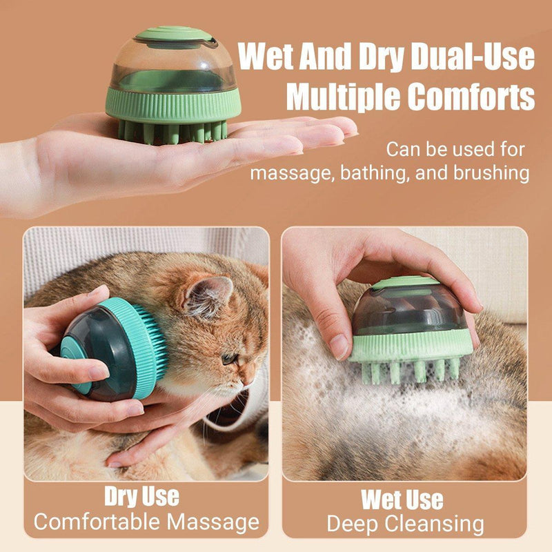 2PCS Pet Cleaning Brush Bath Massage Gel Dispenser Cats Dogs Grooming Tool - Blue