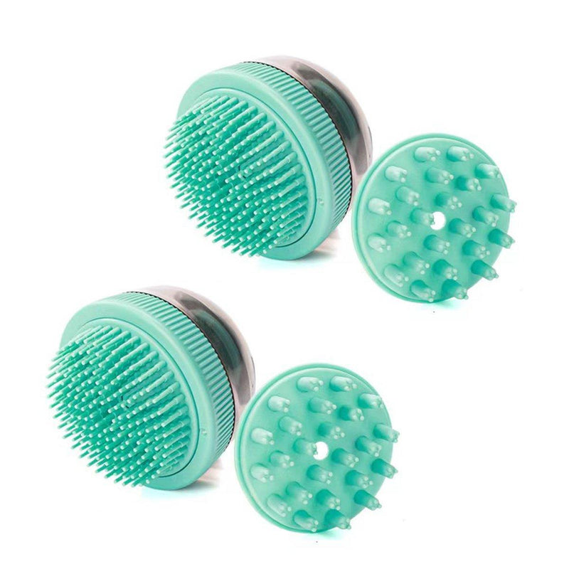 2PCS Pet Cleaning Brush Bath Massage Gel Dispenser Cats Dogs Grooming Tool - Blue