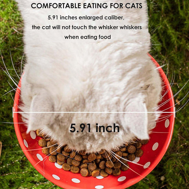 Pet Elevated Mushroom Bowl Ceramic Cat Dog Bowl Dish Food Feeder Raised Cat Bowl - Yellow