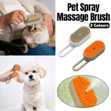 Mango Pet Massage Comb Spray Brush for Dogs Cats Grooming Shedding Detangler - Brown