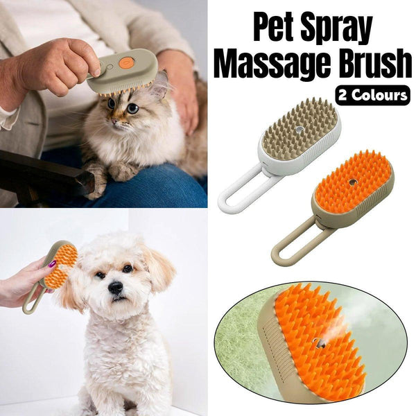 Mango Pet Massage Comb Spray Brush for Dogs Cats Grooming Shedding Detangler - Brown