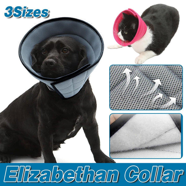 Elizabethan Collar Anti Licking Biting Pet Collar for Cats and Dogs Recovery Use - Grey-Size2