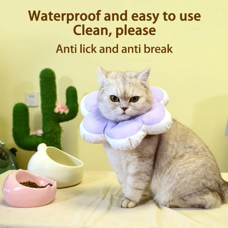 Elizabethan Cat Recovery Collar Anti Licking Pet Cone Protective Neck Ring - Yellow-L