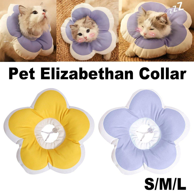 Elizabethan Cat Recovery Collar Anti Licking Pet Cone Protective Neck Ring - Yellow-M