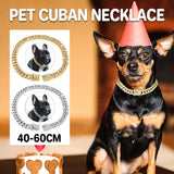 Cuban Chain Metal Dog Collar Pet Training Necklace for Small Medium Large Dogs - Gold-45cm
