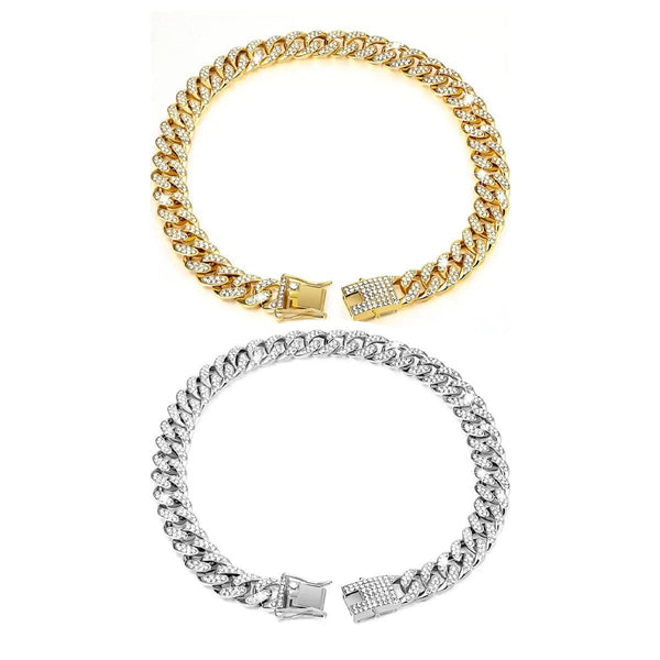 Cuban Chain Metal Dog Collar Pet Training Necklace for Small Medium Large Dogs - Gold-45cm