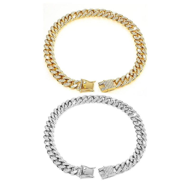 Cuban Chain Metal Dog Collar Pet Training Necklace for Small Medium Large Dogs - Gold-45cm