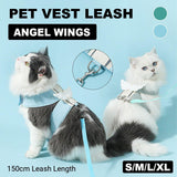 Pet Angel Wings Dog Vest Leash Cat Harness Anti-Break Walking Dog Leash Set - Blue-S