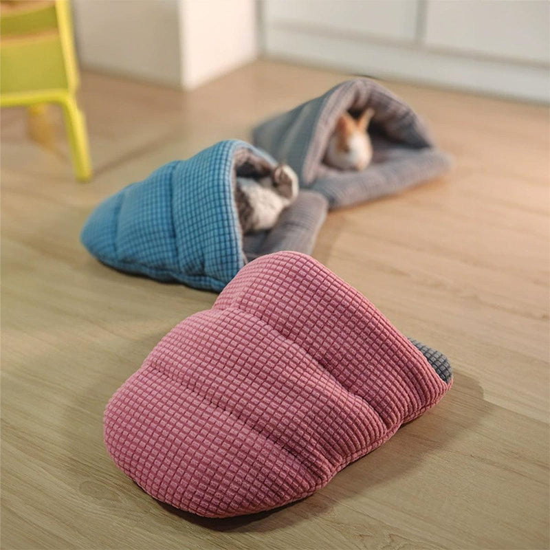 Pet Kennel Sleeping Bag Semi Enclosed Bed for Small Animals Cats and Puppies - Pink